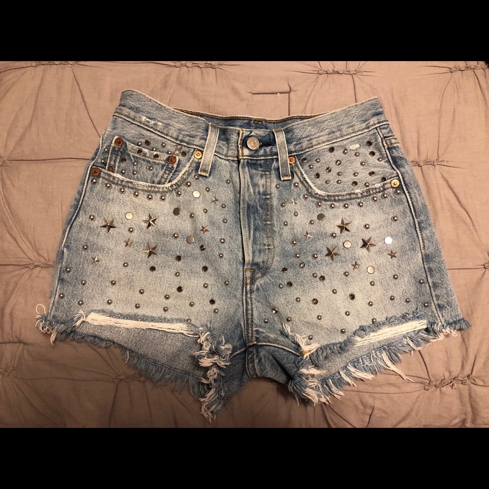 Levi’s 501 Studded High Rise Cut-Off Jean Shorts